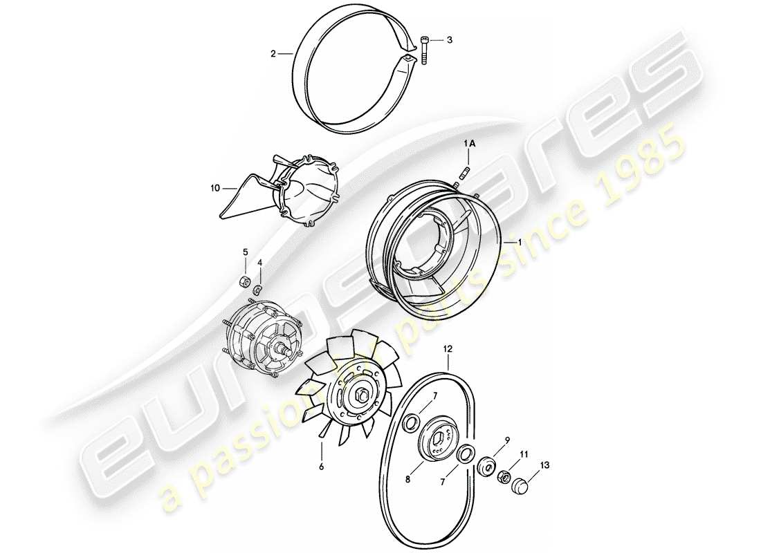 porsche 1989 (911) refroidissement par air schéma des pièces