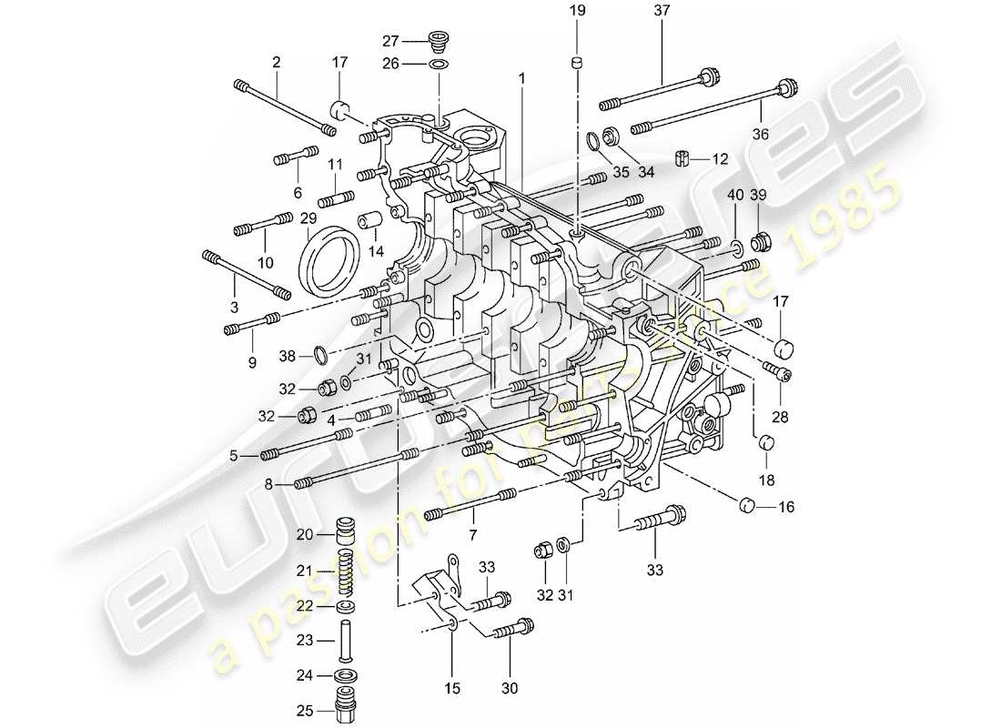 porsche 996 t/gt2 (2005) carter moteur schéma des pièces