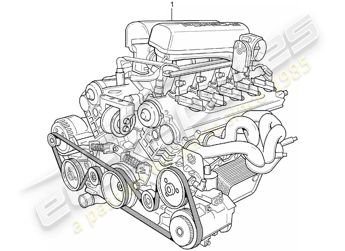 porsche 2004 (carrera gt) moteur de remplacement - pas prêt pour l'installation schéma des pièces
