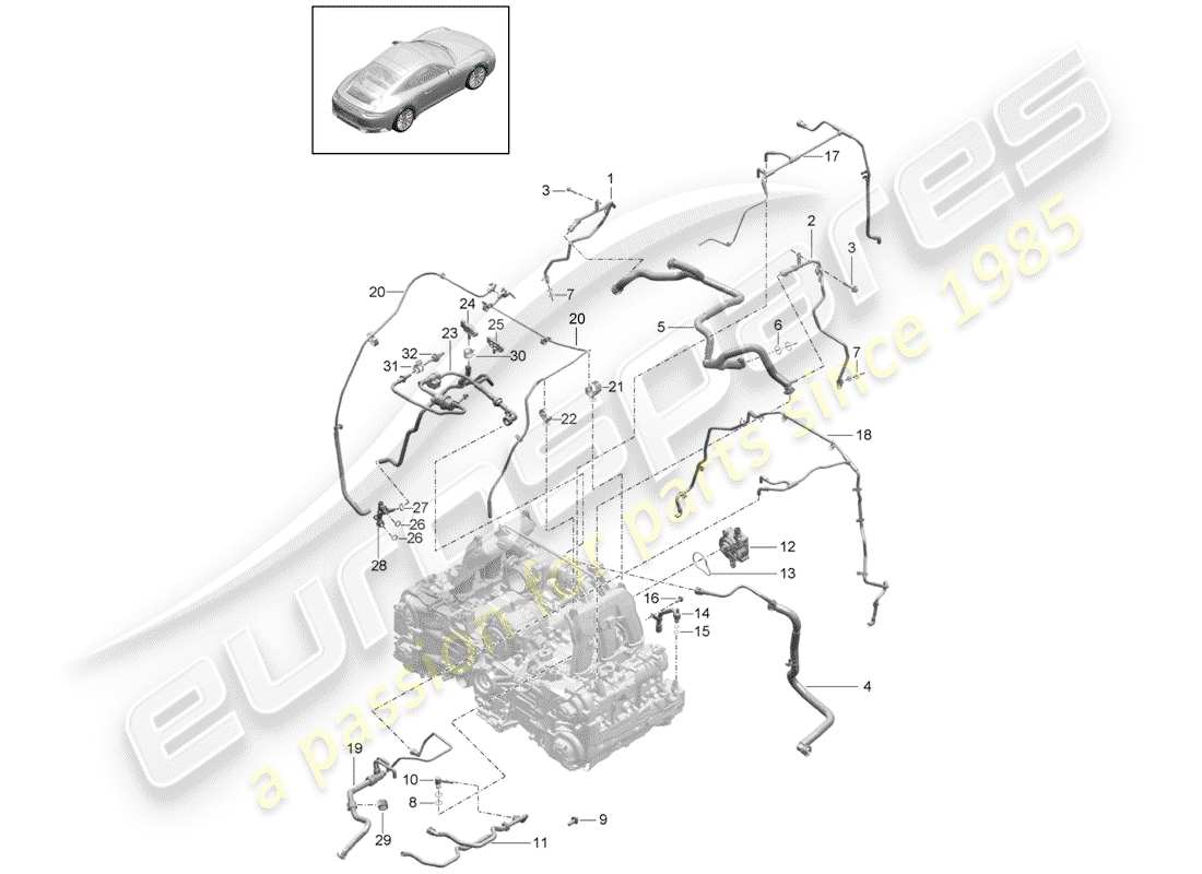 porsche 2017 (991-2) reniflard de carter schéma des pièces