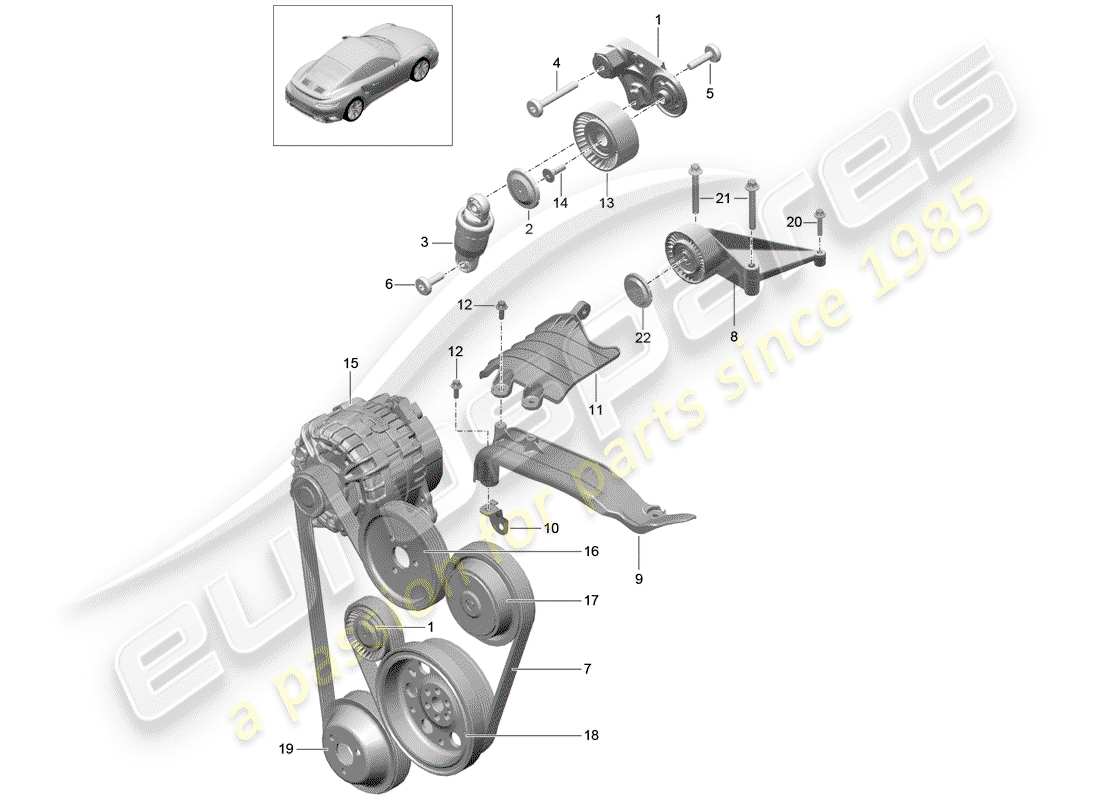 porsche 2014 (991-1 turbo) amortisseur de tension de courroie schéma des pièces