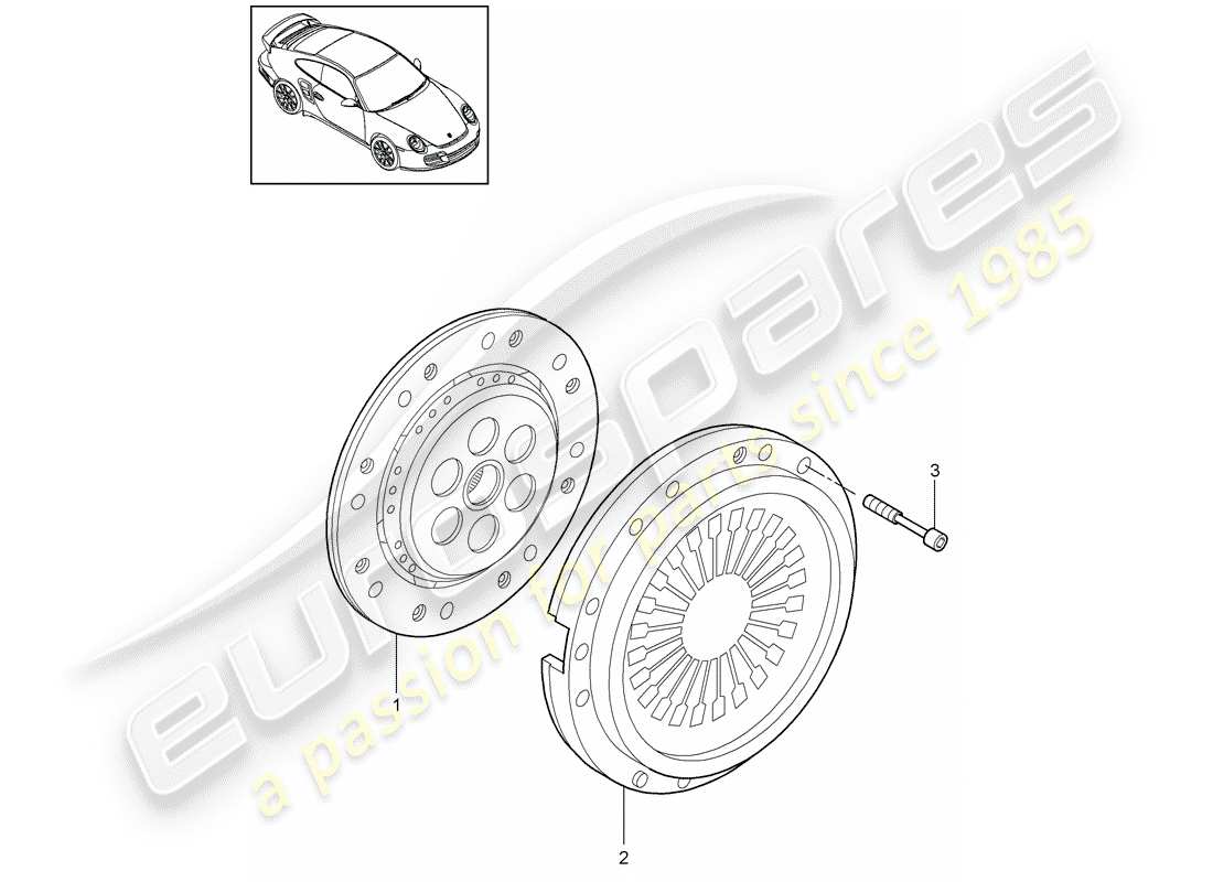 porsche 2011 (997-2 turbo / gt2 rs) schéma des pièces d'embrayage