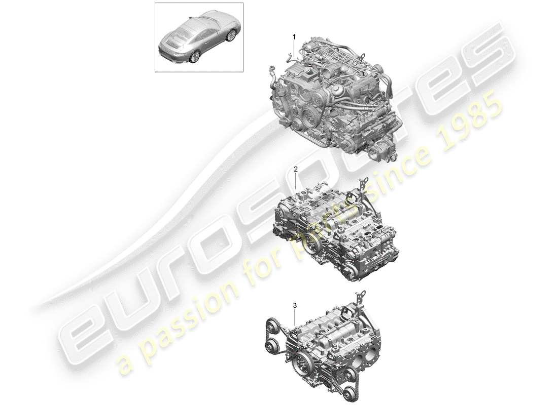 porsche 2020 (991-2) moteur de remplacement schéma des pièces
