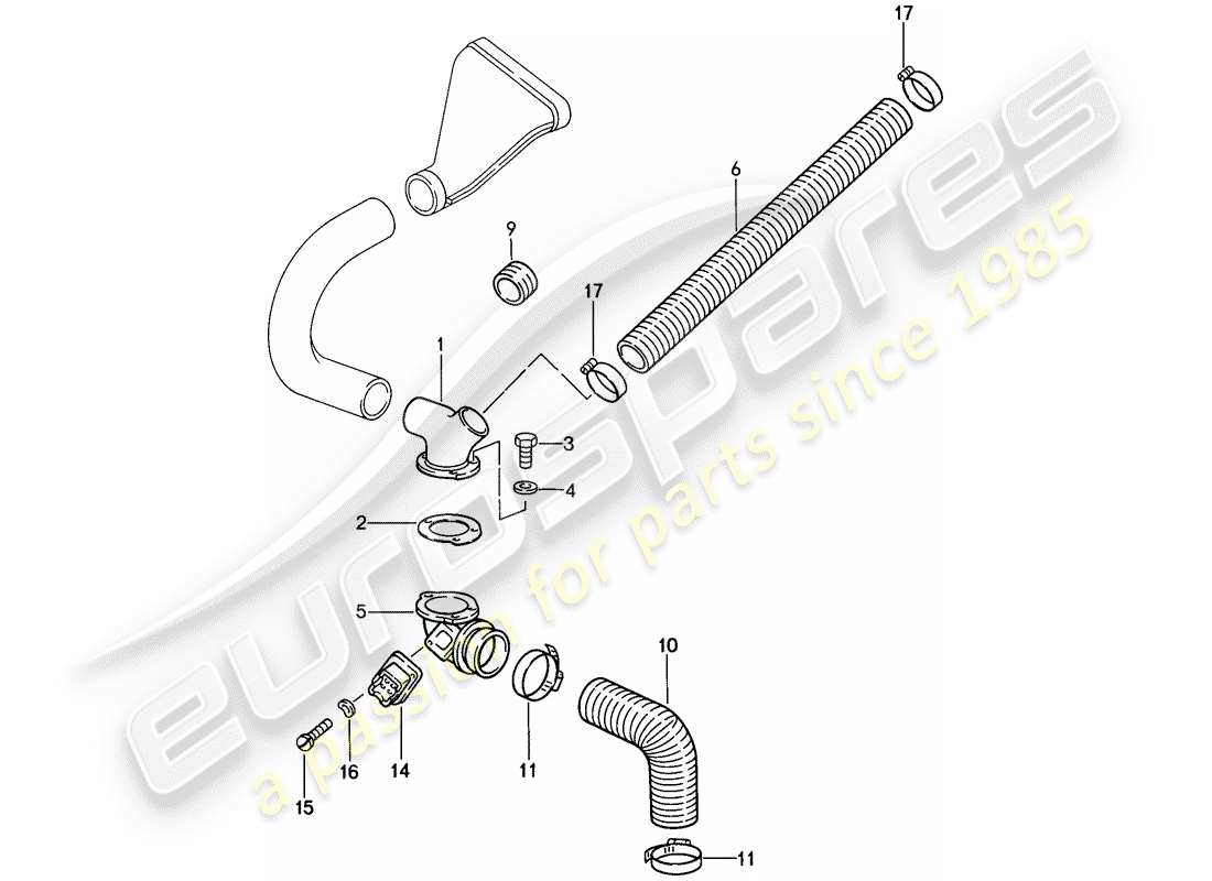 porsche 1987 (911) conduit d'air de refroidissement schéma des pièces