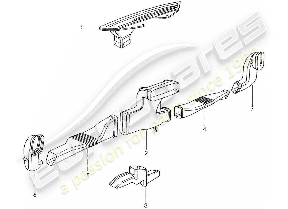 porsche 2004 (996) chauffage - conduit d'air schéma des pièces