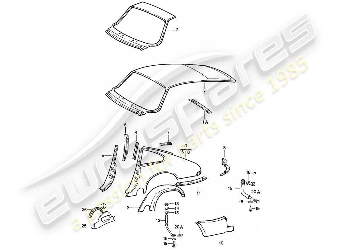 porsche 1989 (911) panneaux extérieurs - pour le montage, utilisez du matériel d'atelier schéma des pièces