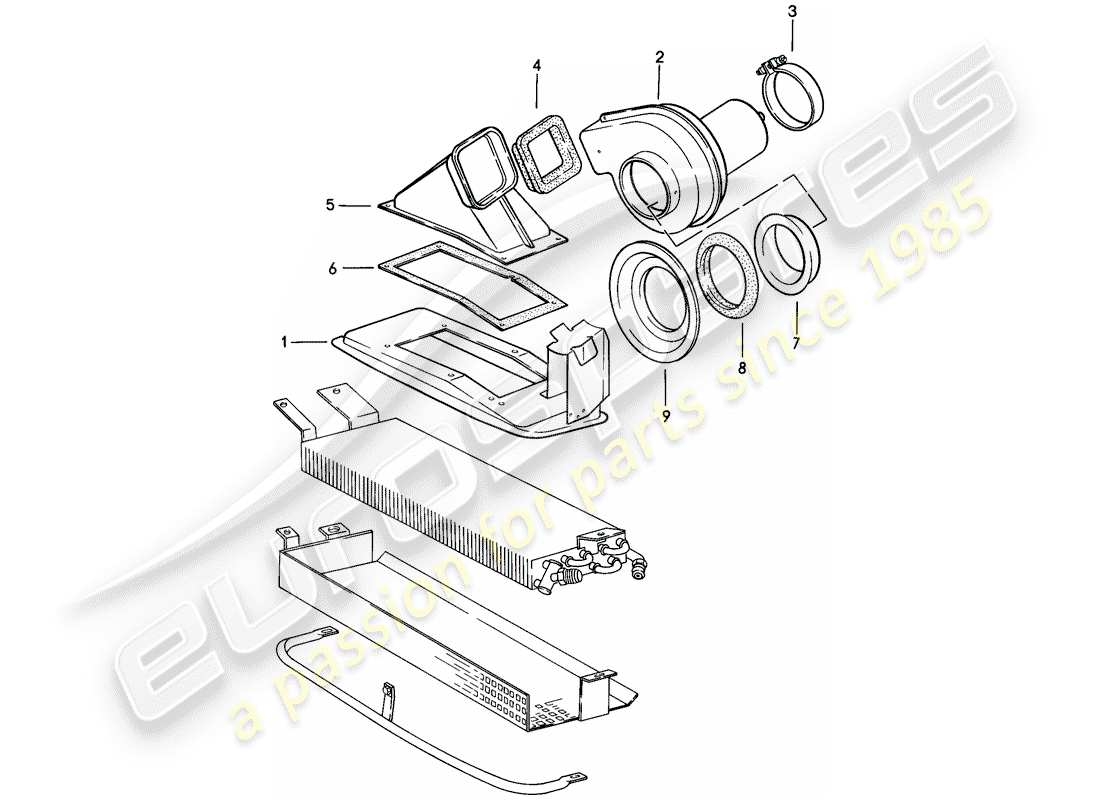 porsche 1989 (911) ventilateur schéma des pièces