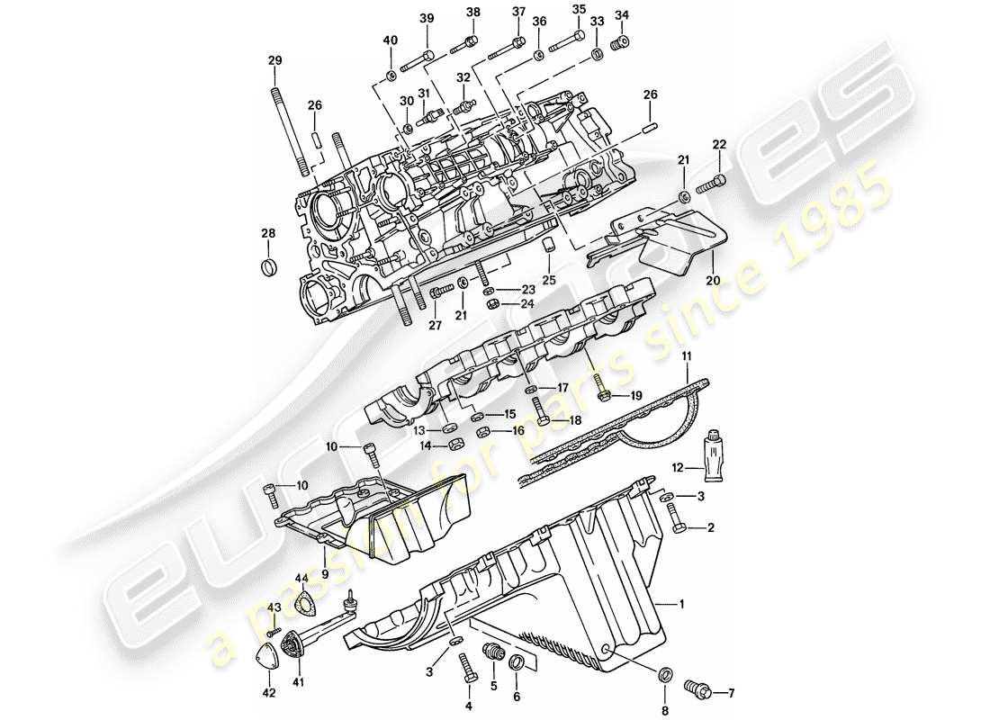 porsche 1987 (924s) carter moteur - fixations schéma des pièces