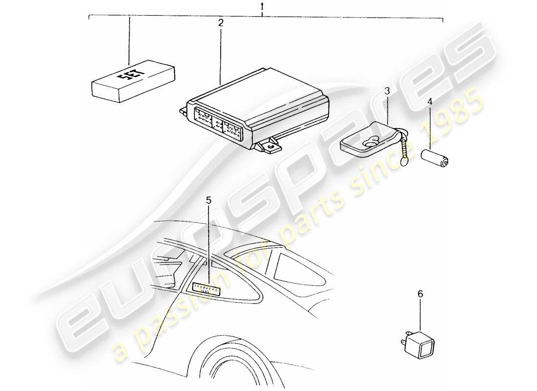 porsche 1998 (tequipment) système d'alarme schéma des pièces