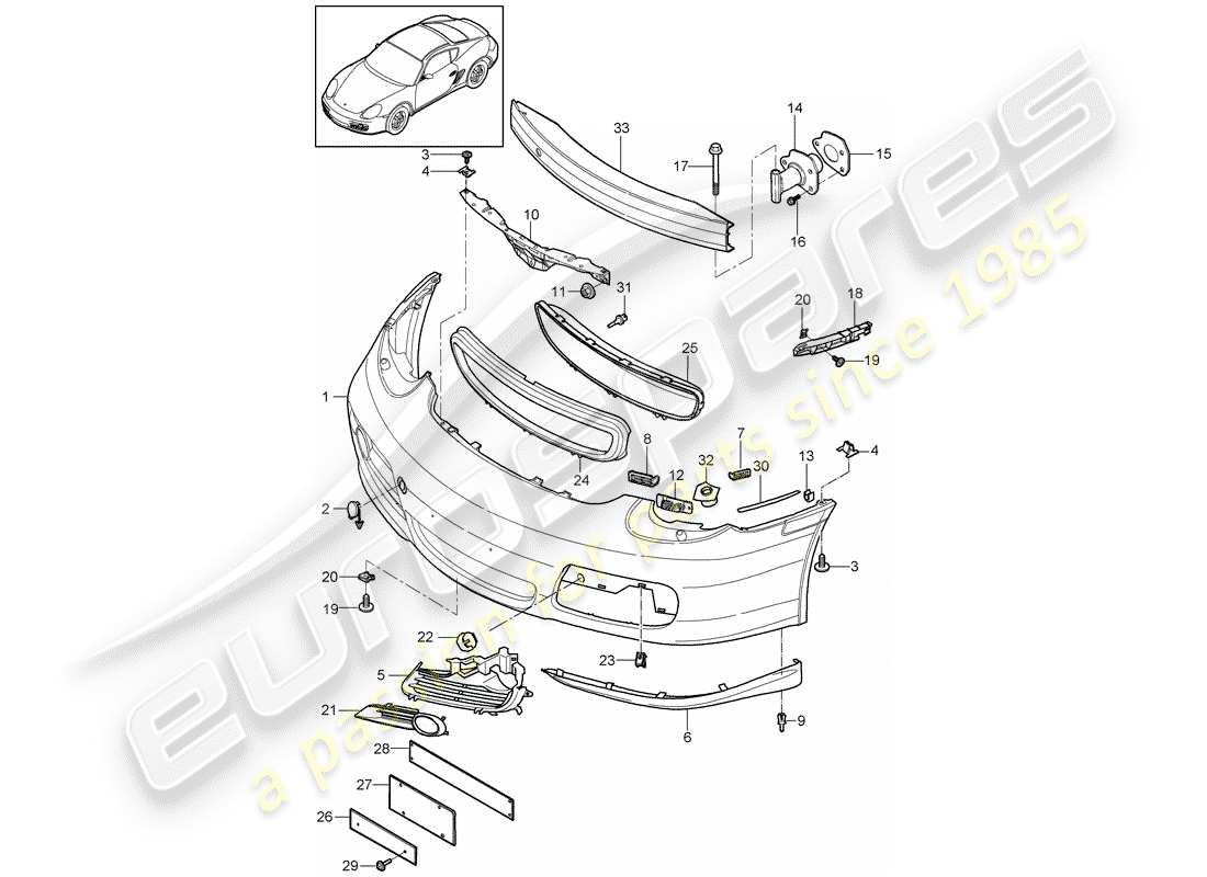 porsche 2012 (987 cayman) pare-chocs schéma des pièces