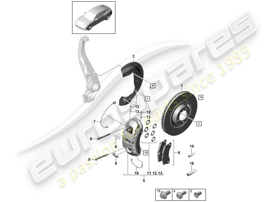 porsche 2020 (panamera 971-1) freins à disque schéma des pièces