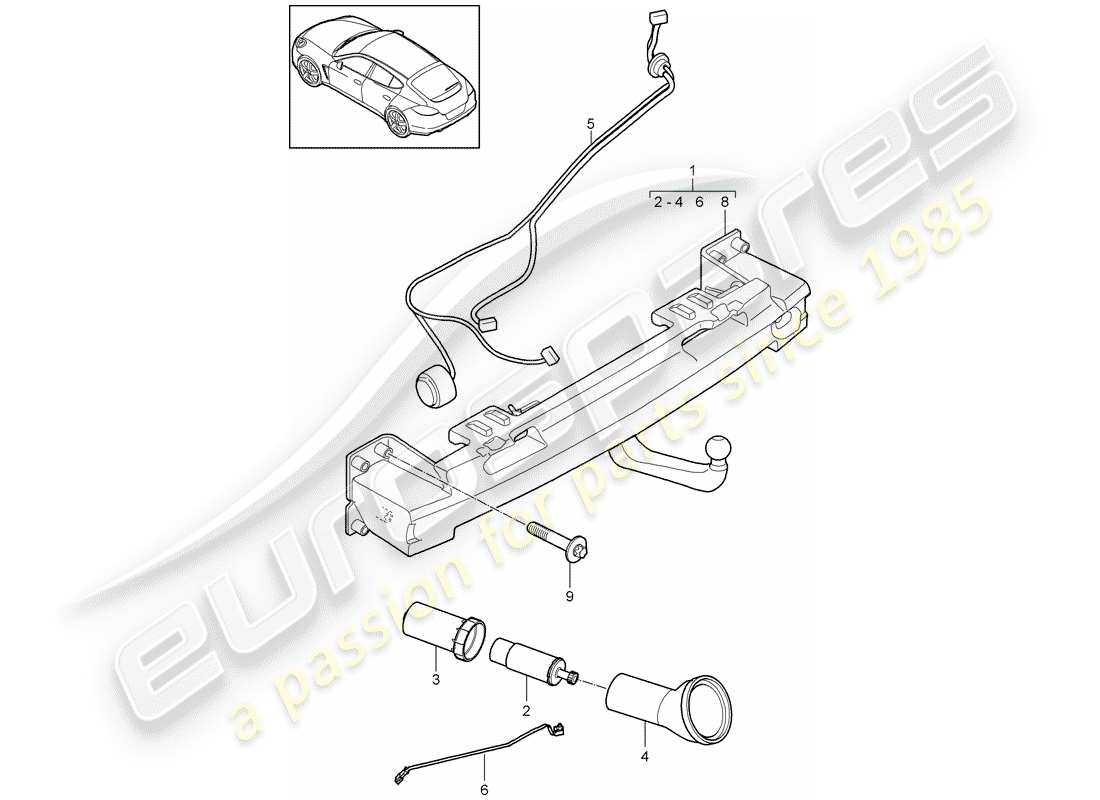 porsche 2010 (panamera 970) attelage de remorquage schéma des pièces