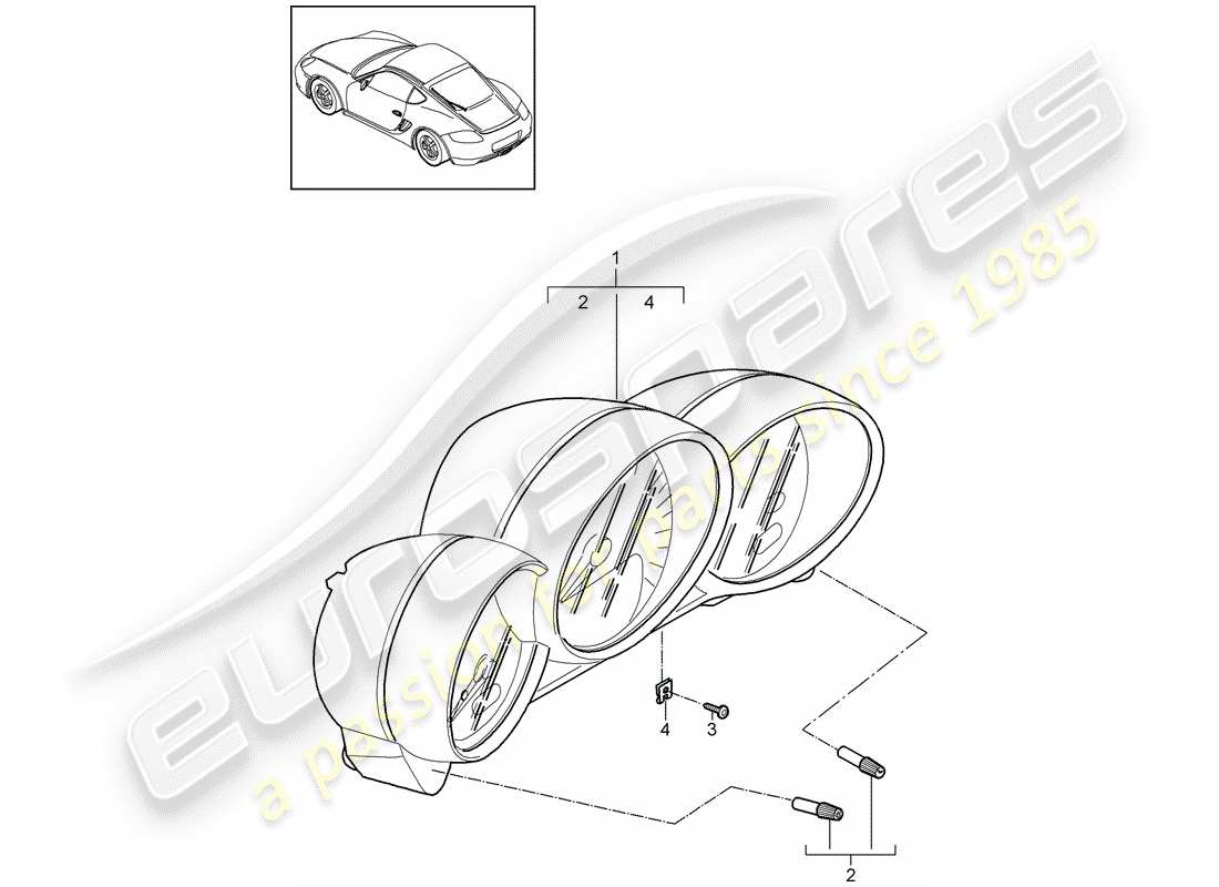 porsche 2009 (987 cayman) instruments schéma des pièces