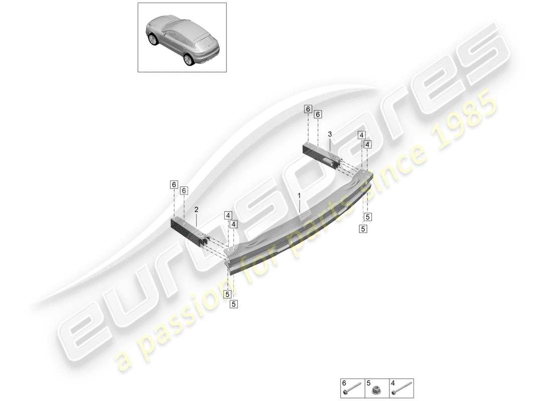 porsche 2019 (macan) support de pare-chocs schéma des pièces
