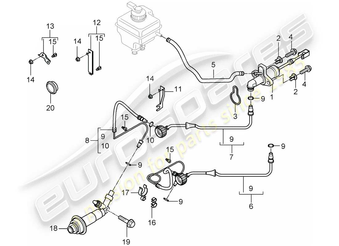 porsche 2010 (cayenne e1 9pa) embrayage hydraulique schéma des pièces