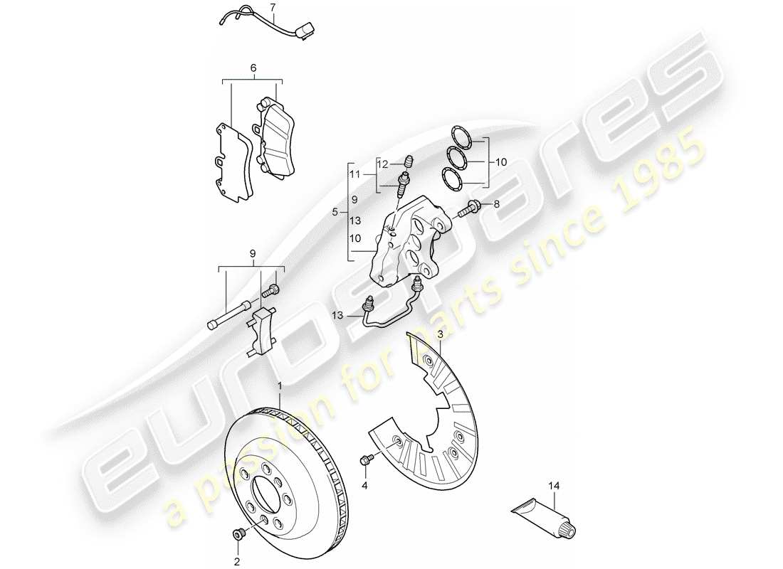 porsche 2010 (cayenne e1 9pa) freins à disque schéma des pièces