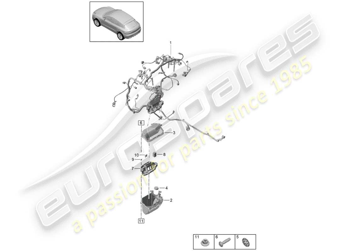 porsche 2019 (macan) diagramme des pièces du harnais