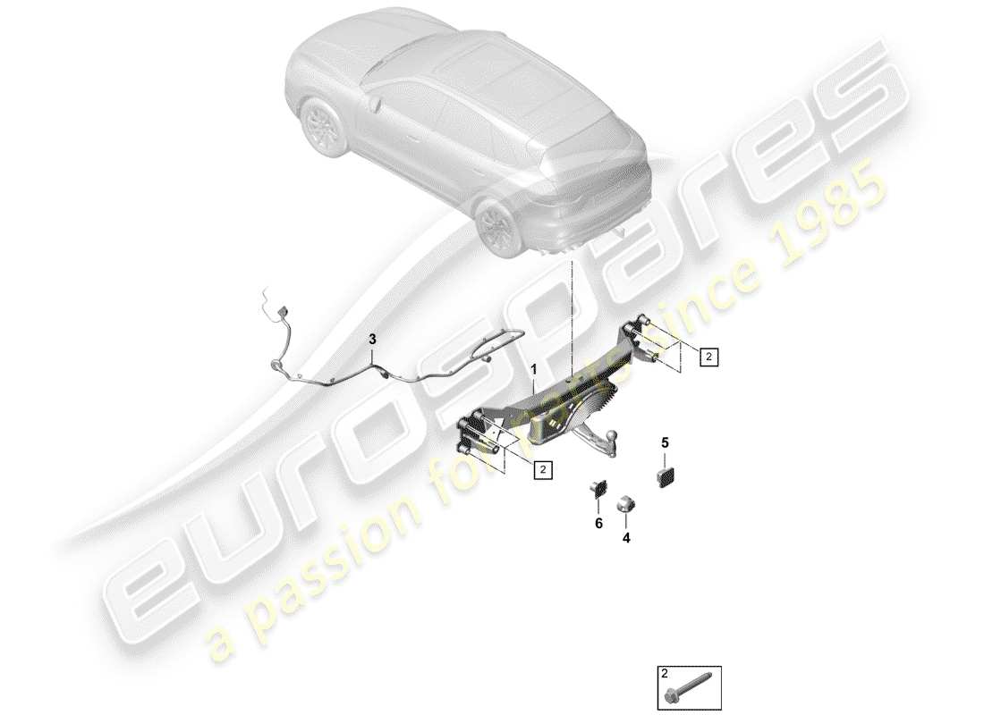 porsche 2018 (cayenne e3 9ya/9yb) attelage de remorquage schéma des pièces