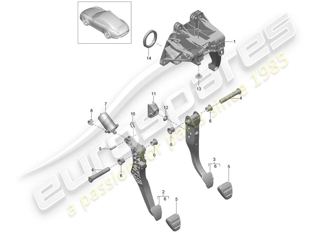 porsche 2015 (991-1) schéma des pièces des pédales