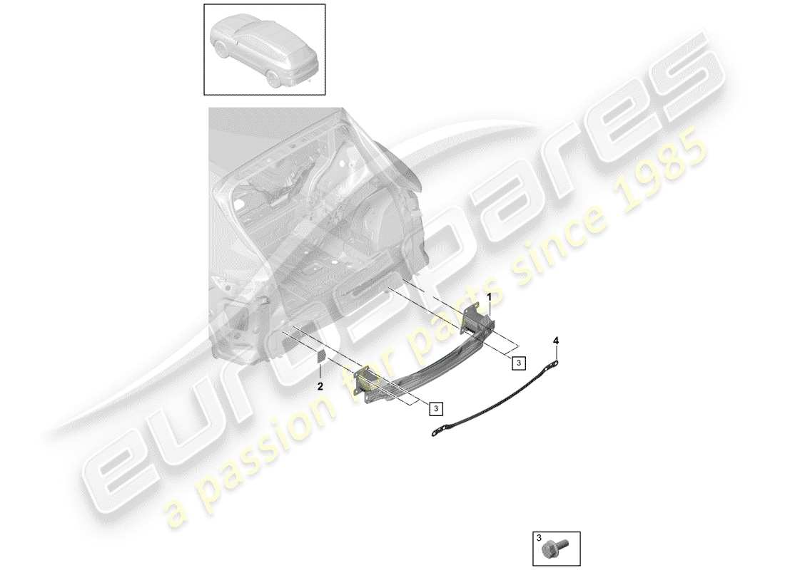 porsche 2020 (cayenne e3 9ya/9yb) support de pare-chocs schéma des pièces