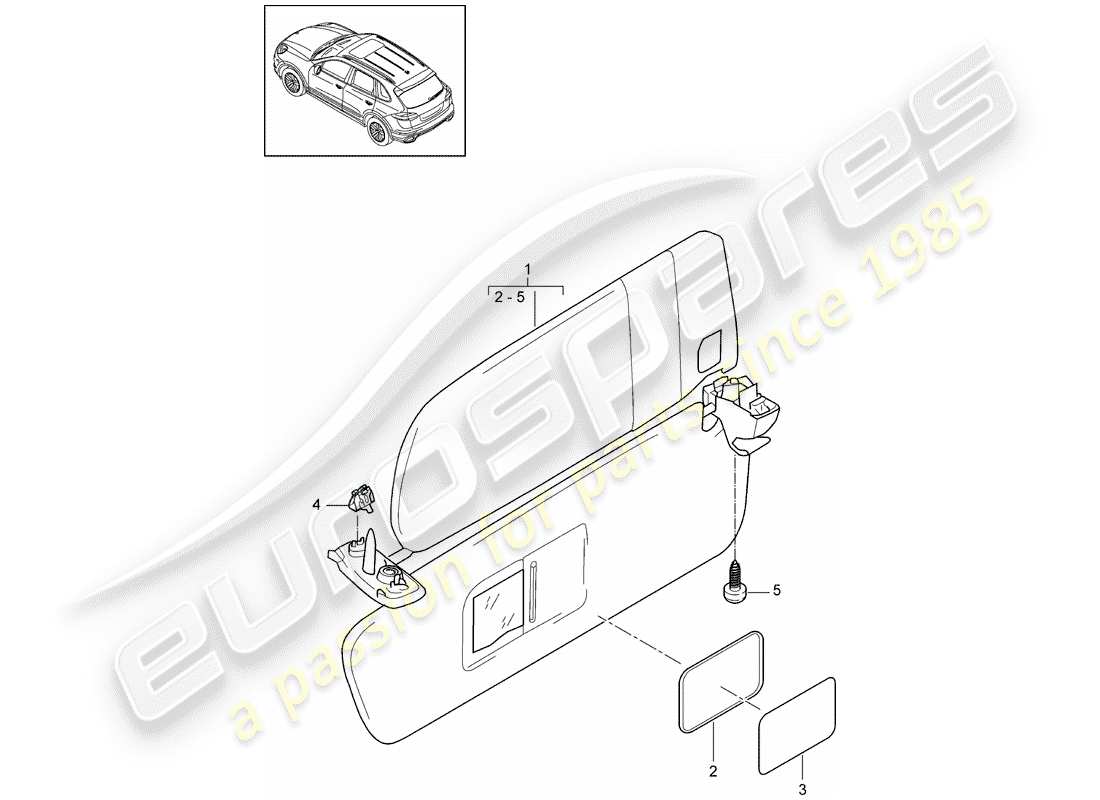 porsche 2011 (cayenne e2 92a) pare-soleil schéma des pièces
