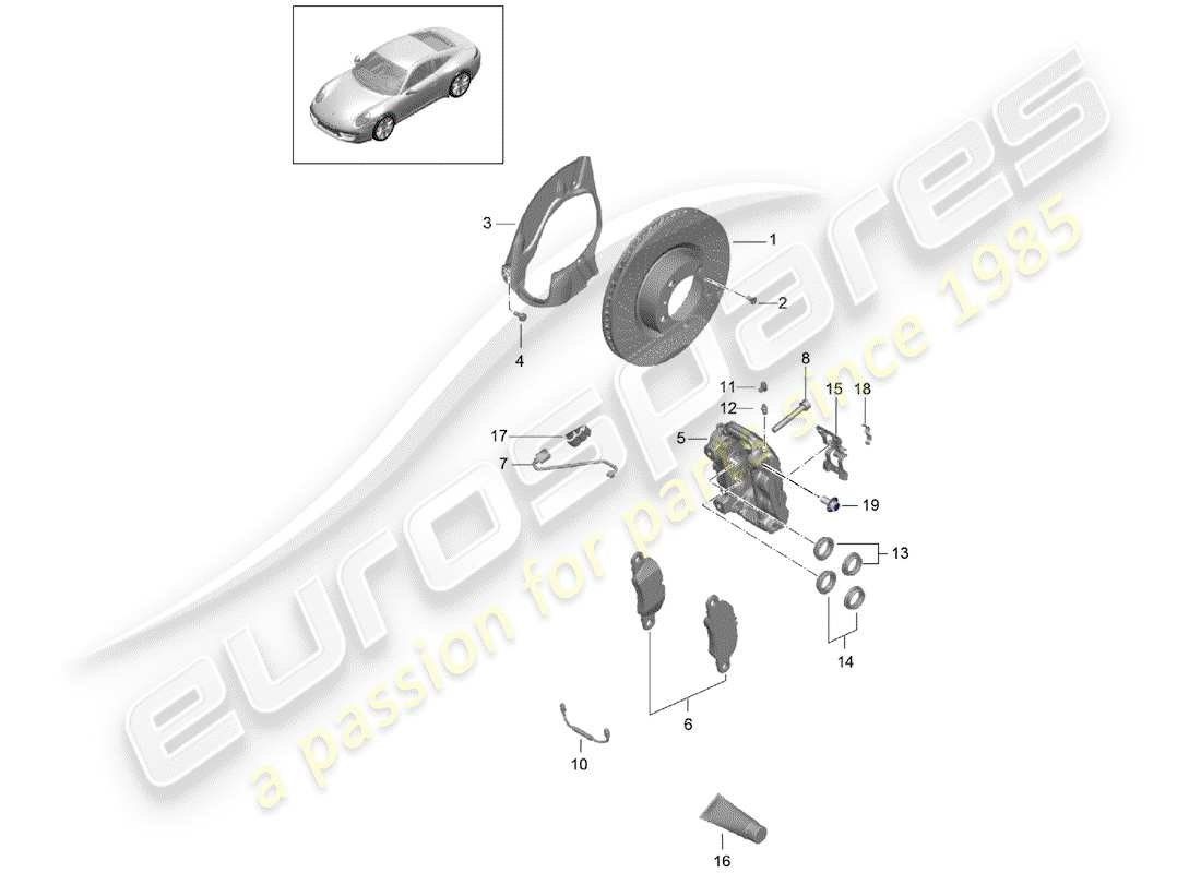 porsche 2015 (991-1) freins à disque schéma des pièces