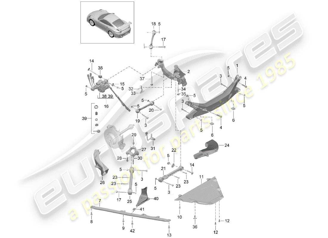 porsche 991 turbo (2020) diagramme des pièces de la traverse