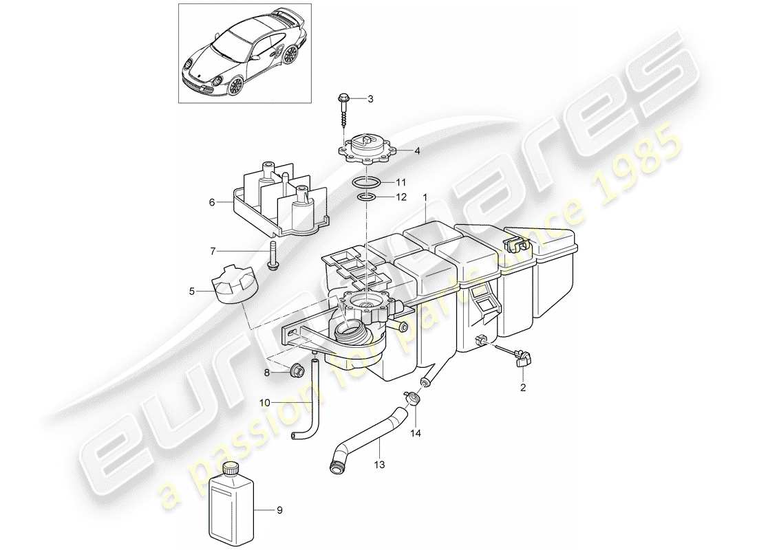 porsche 2012 (997-2 turbo / gt2 rs) refroidissement par eau 4 schéma des pièces