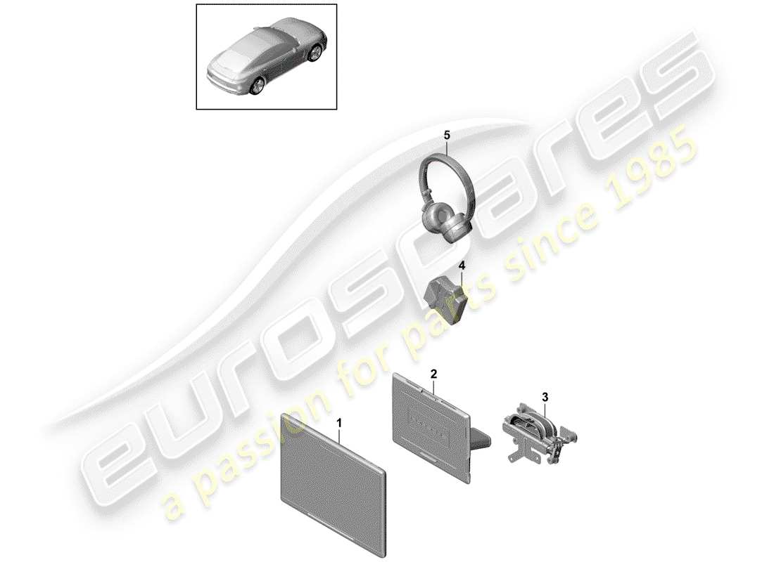 porsche 2019 (panamera 971-1) système de divertissement des sièges arrière schéma des pièces