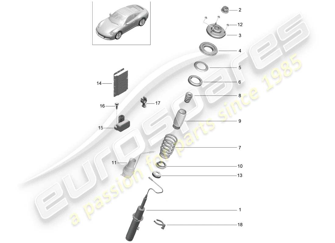 porsche 2019 (991-2) schéma des pièces de suspension