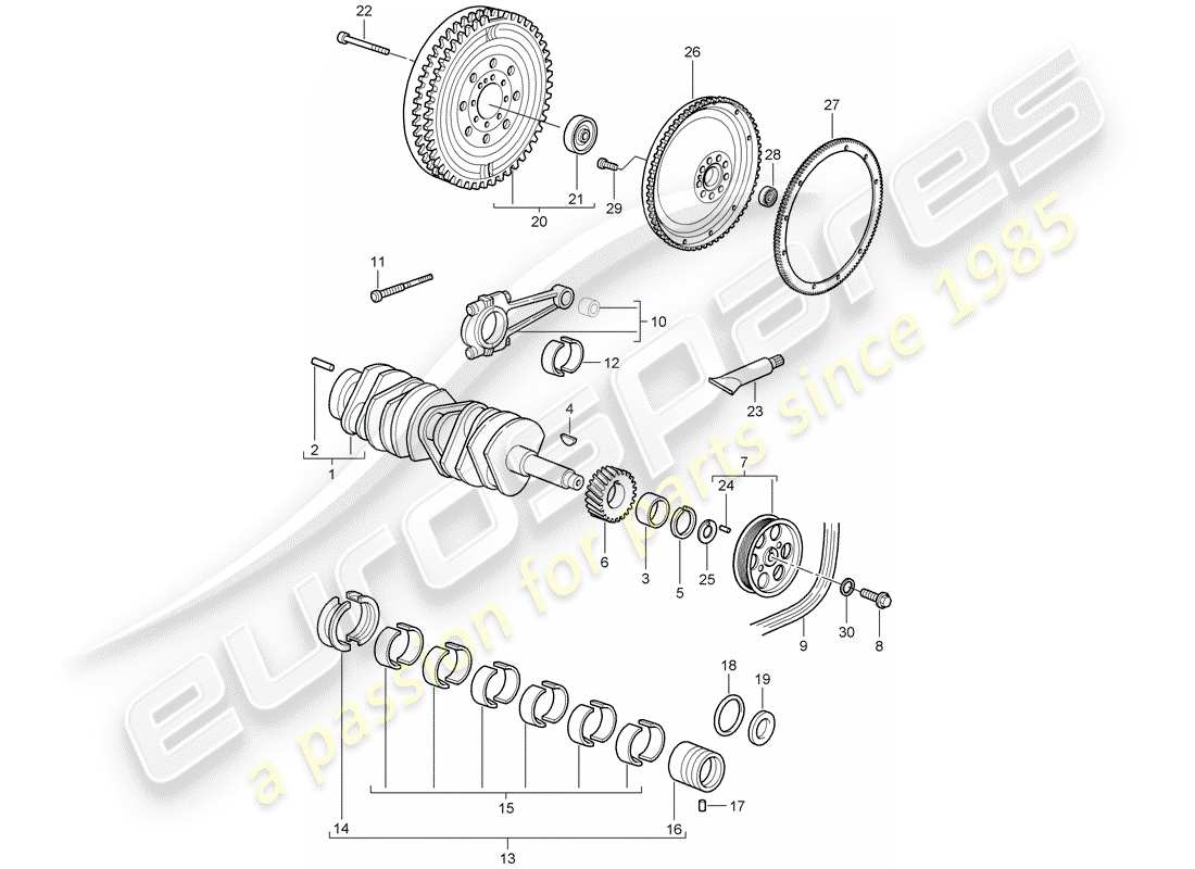 porsche 2011 (997-2 gt3) vilebrequin schéma des pièces