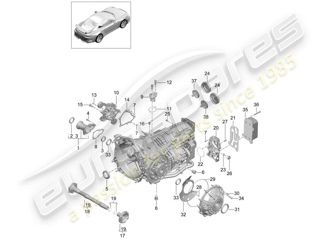 porsche 2014 (991-1 r/gt3/rs) boîte de vitesses manuelle schéma des pièces