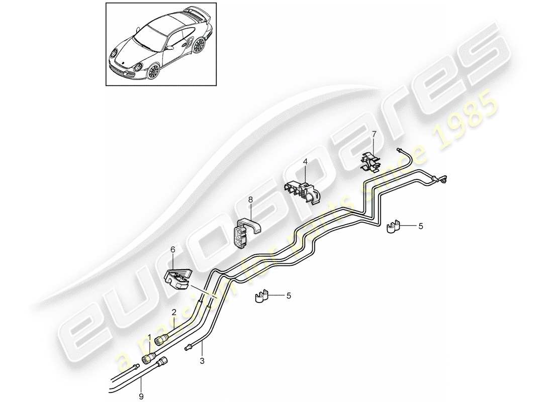 porsche 2013 (997-2 turbo / gt2 rs) système de carburant schéma des pièces
