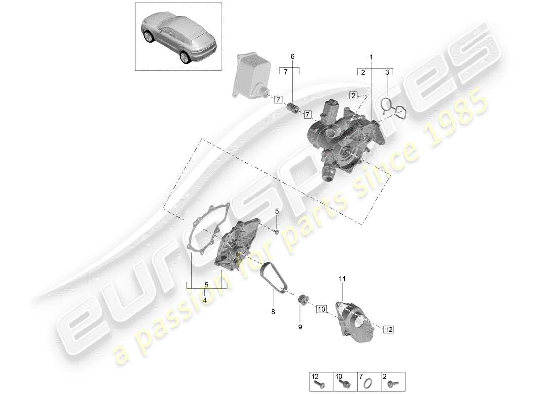 porsche 2020 (macan) diagramme des pièces du thermostat