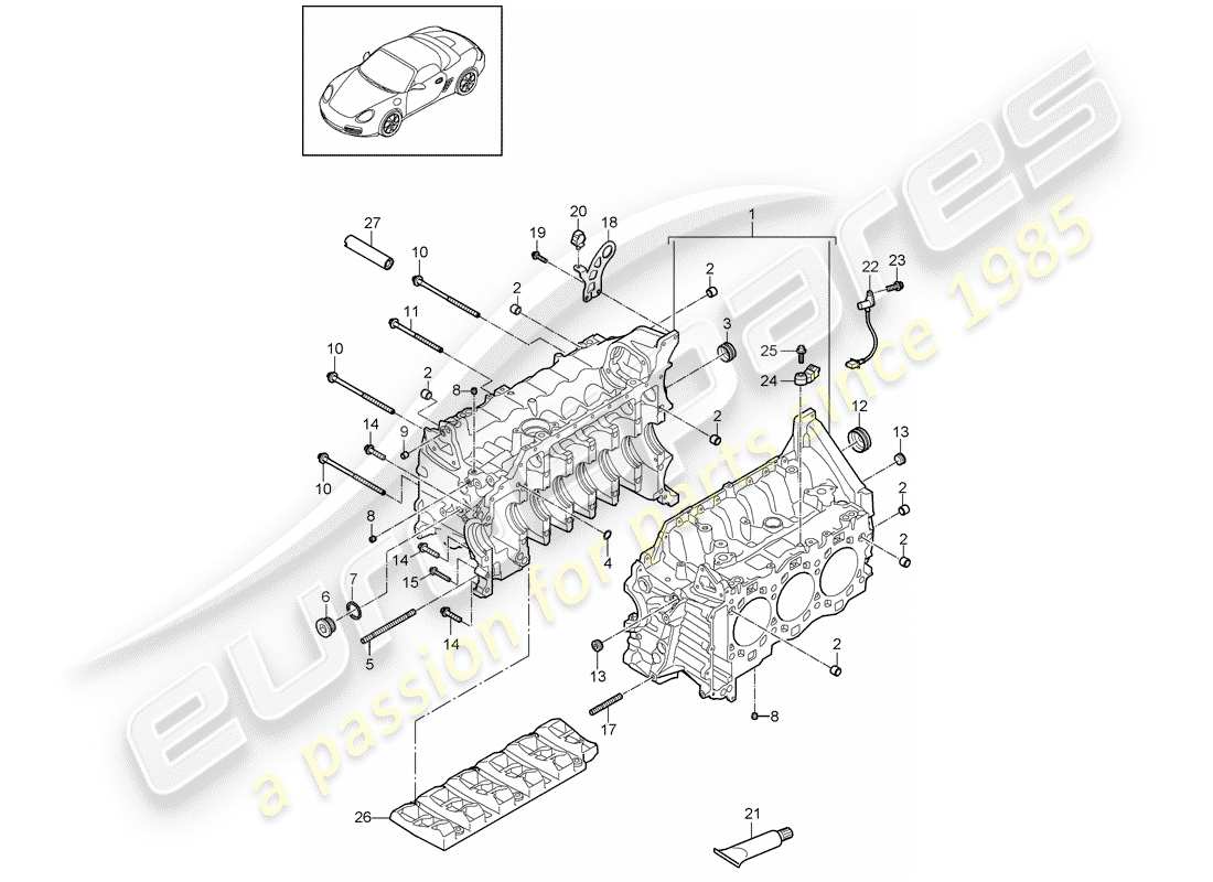 porsche 2011 (987 cayman) carter schéma des pièces