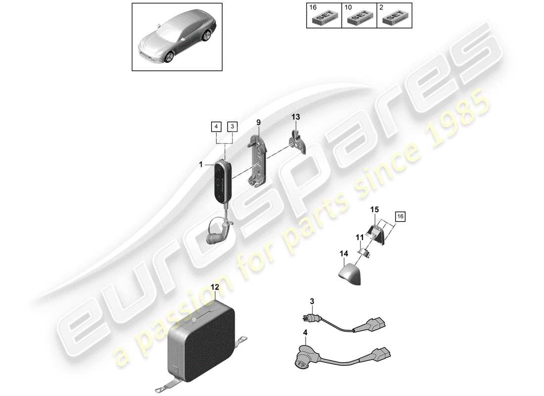 porsche 2017 (panamera 971-1) câble de charge schéma des pièces