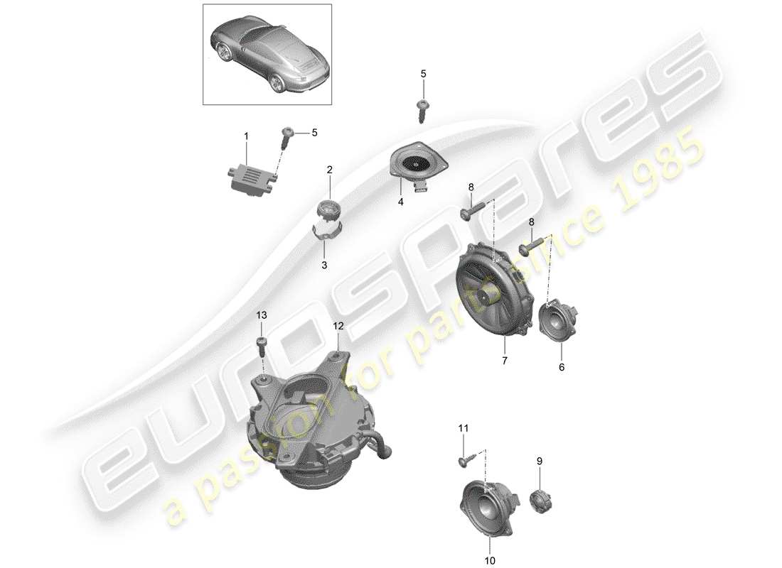 porsche 2014 (991-1) haut-parleur schéma des pièces