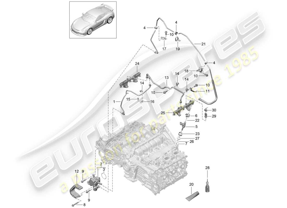 porsche 2016 (981 cayman gt4) tuyau de récupération de carburant schéma des pièces