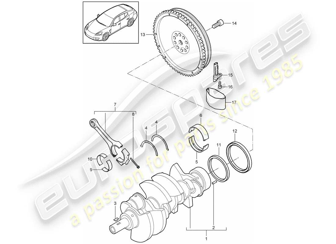 porsche 2016 (panamera 970) diagramme de pièce de vilebrequin