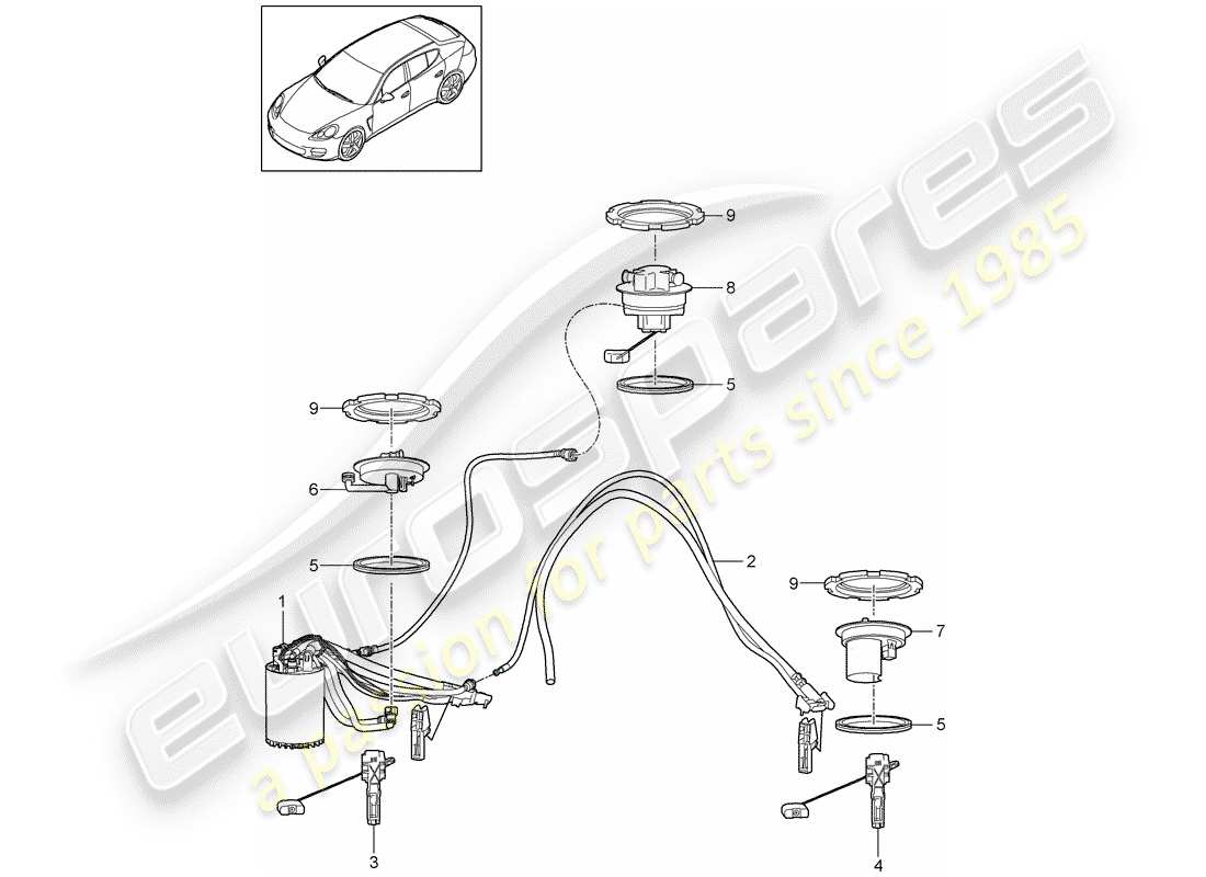 porsche 2013 (panamera 970) réservoir d'essence schéma des pièces