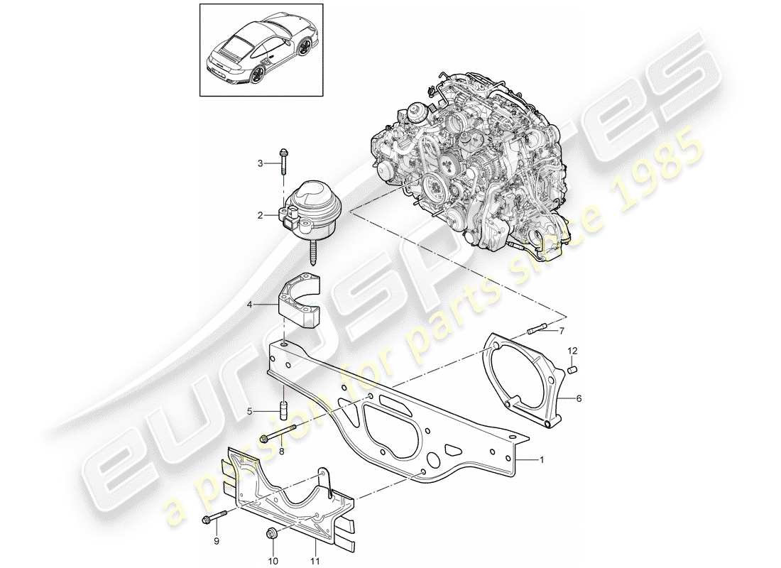 porsche 2011 (997-2 turbo / gt2 rs) suspension moteur schéma des pièces