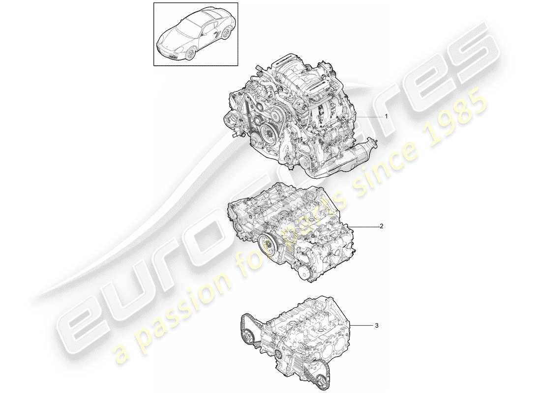 porsche 2012 (987 cayman) moteur de remplacement schéma des pièces