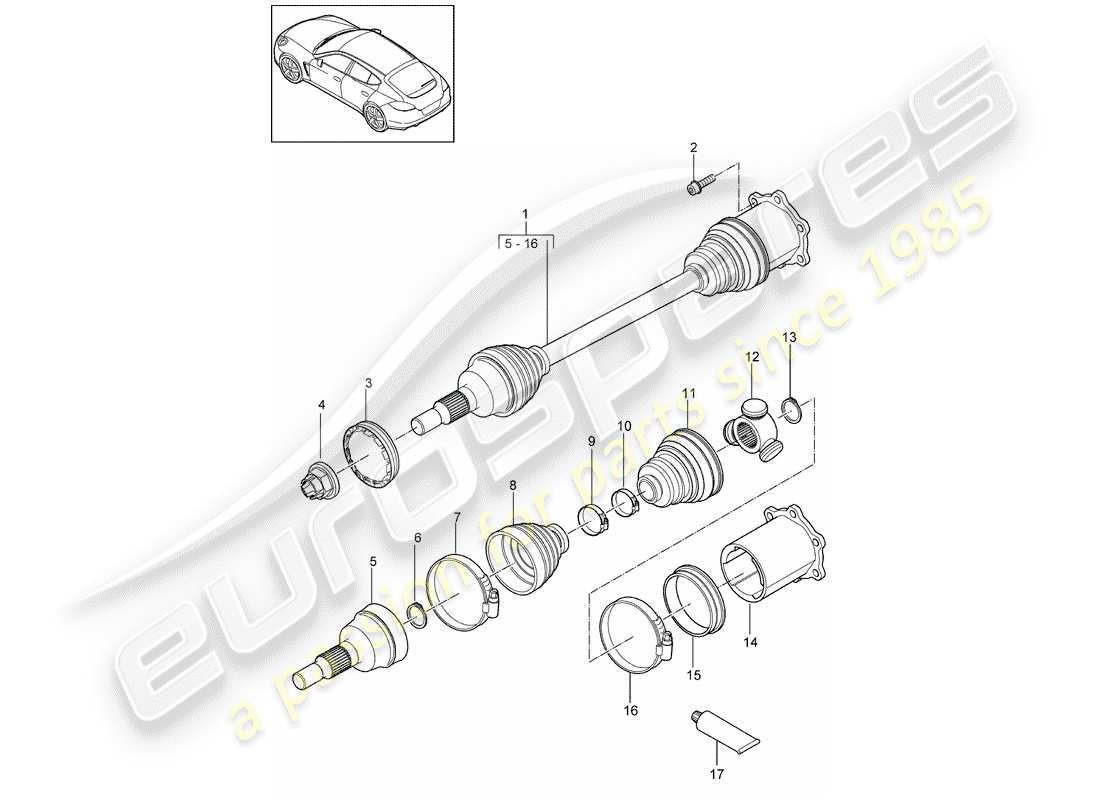 porsche 2012 (panamera 970) arbre de transmission schéma des pièces