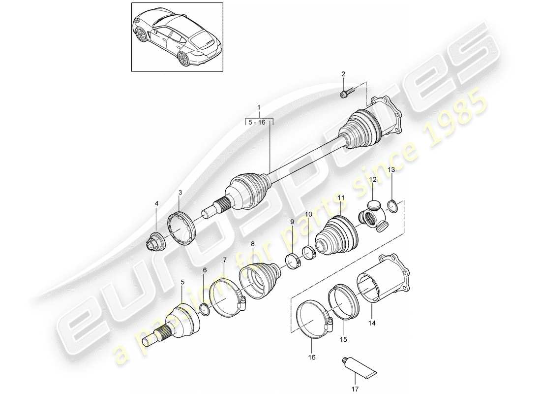 porsche 2013 (panamera 970) arbre de transmission schéma des pièces