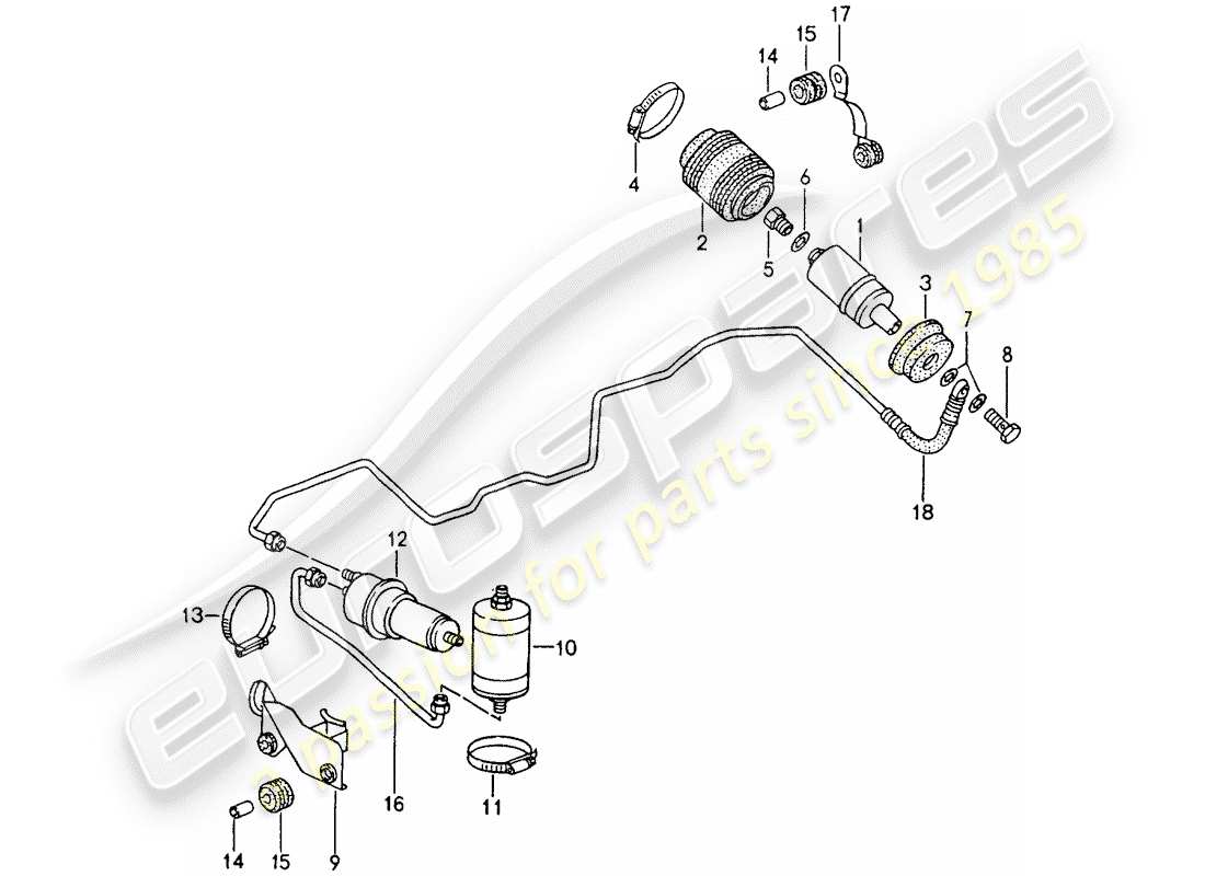 porsche 1991 (964) système de carburant schéma des pièces