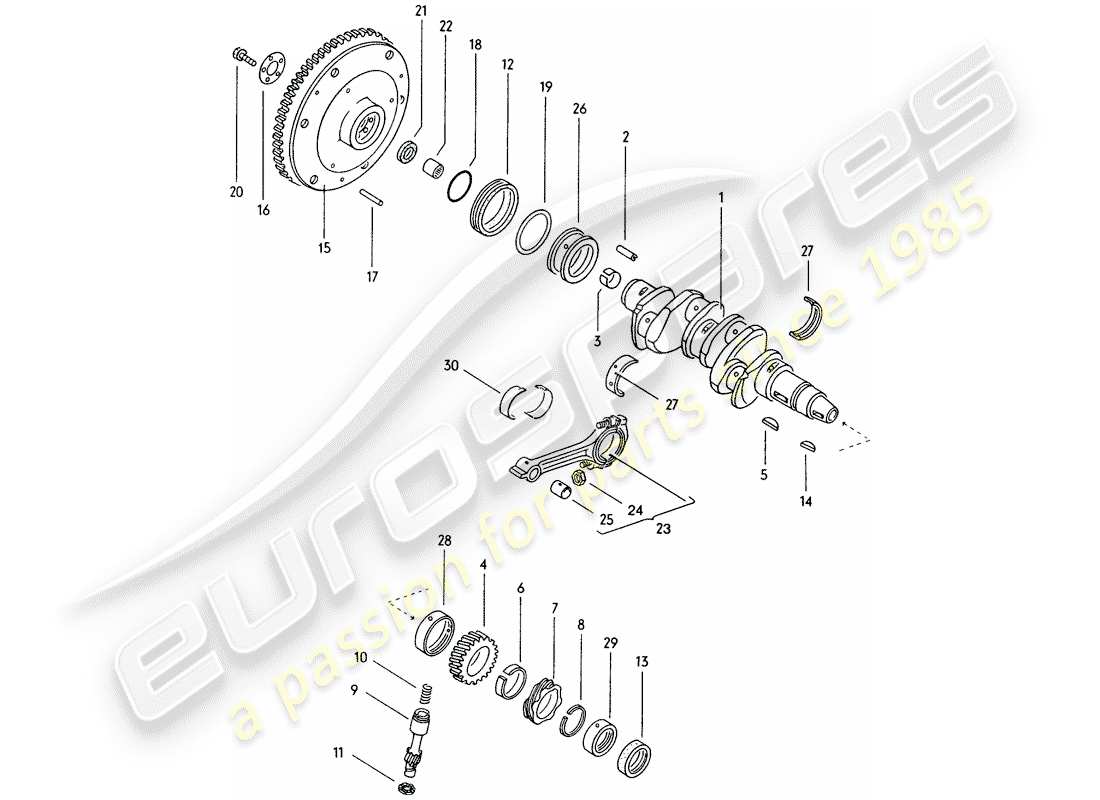 porsche 1973 (914) diagramme de pièce de vilebrequin