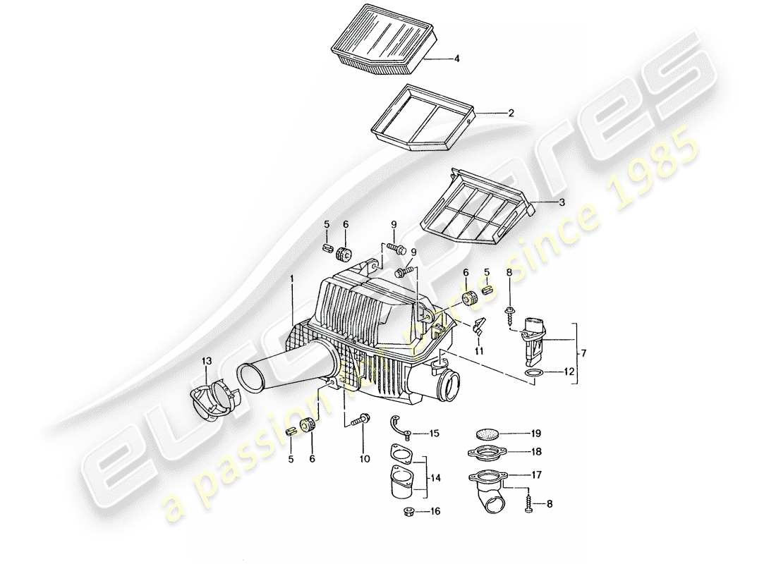 porsche 2002 (986 boxster) schéma des pièces du filtre à air
