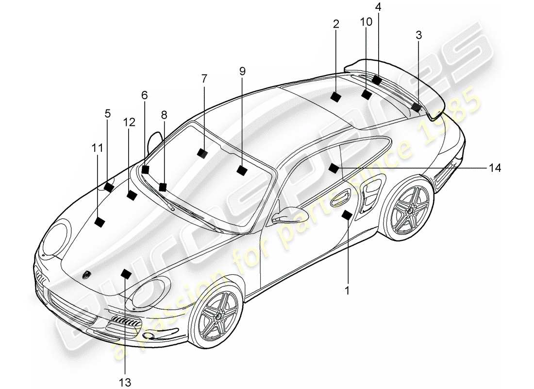 porsche 2011 (997-2 turbo / gt2 rs) signes/avis schéma des pièces