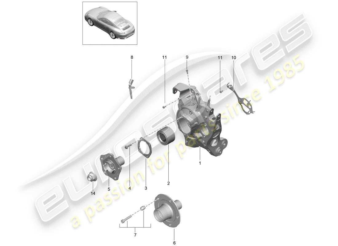 porsche 2017 (991-2) essieu arrière schéma des pièces