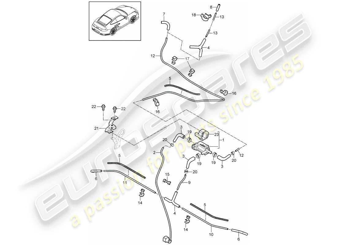 porsche 2011 (997-2 turbo / gt2 rs) contrôle du vide schéma des pièces